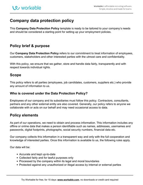 Example companydataprotectionpolicy