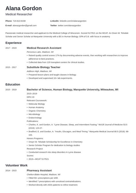 Example med school application