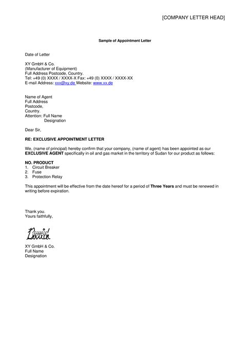 Example of a Representation Letter