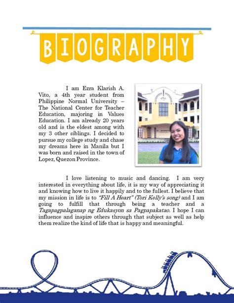 Example of a teacher biography for students