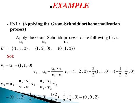 Example of gram schmidt process. So, taking two columns of rotation matrix as a regression target and the network equipped with Gram-Schmidt orthogonalization procedure is effectively how we end up with continuous 6D representation. If neural network outputs two vectors v1 and v2, then 3D rotation matrix can be obtained as following: 