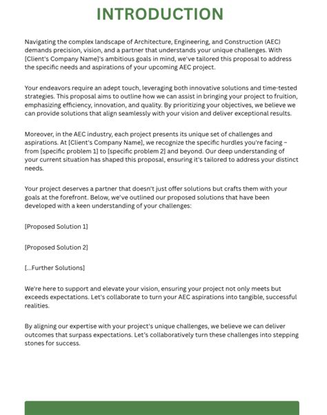 Example of introduction in business proposal