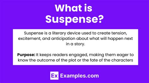 Example of suspense sentence.  Suspense definition with examples.  The book was filled with sus...