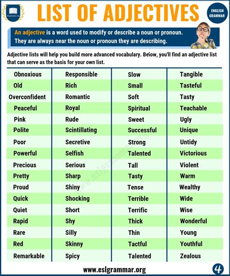 Examples Of Adjective Words