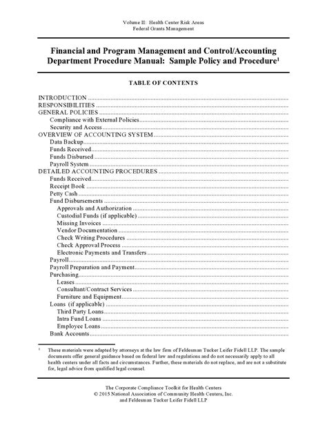 Examples Of Outline For Policy Procedures Manual