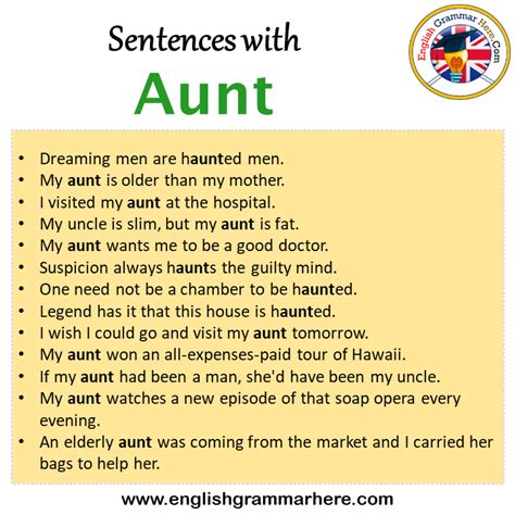 Examples of "Aunts" in a Sentence YourDictionary.com