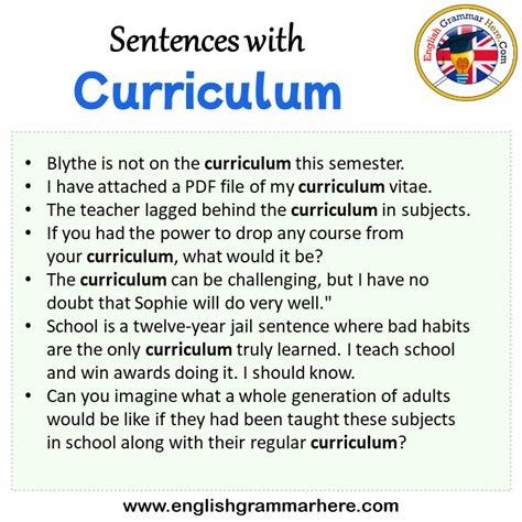 Examples of "Curriculum" in a Sentence YourDictionary.com