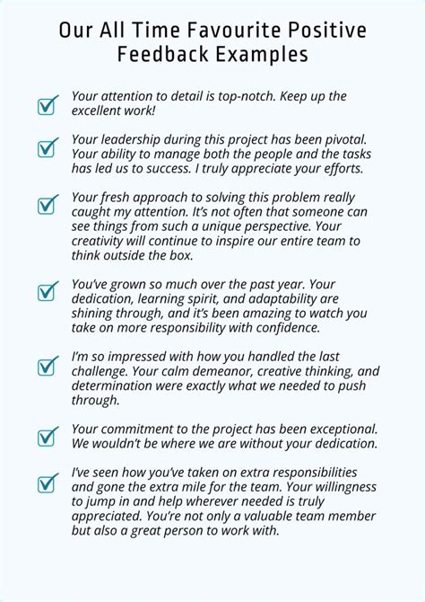 Examples of Positive Employee Feedback Phrases to Drive a . 