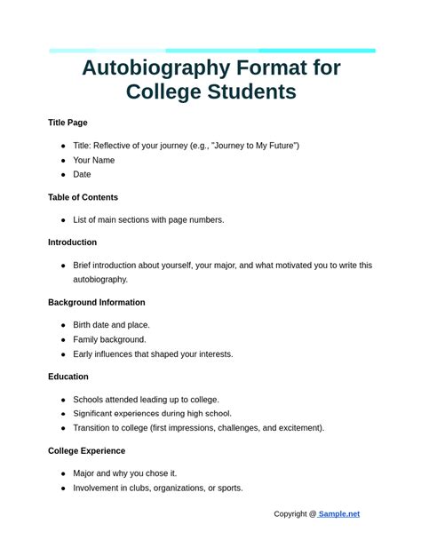 Examples of autobiography format for students