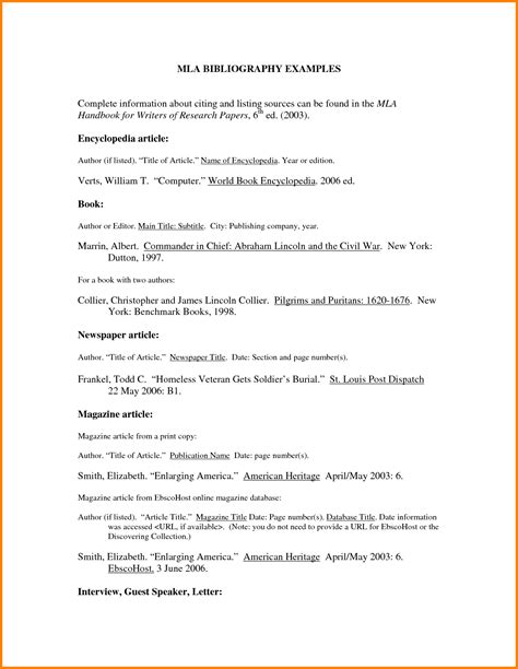 Examples of mla bibliography citations examples