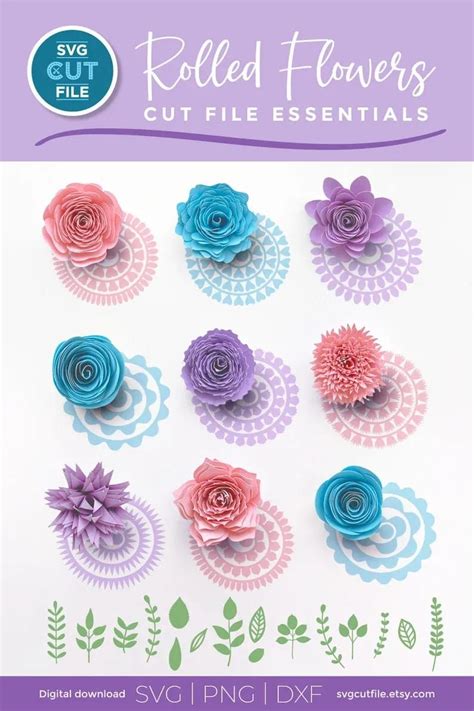 Examples of the type of rolled flowers each file makes Rolled Paper