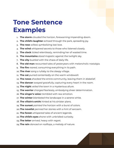 Examples of tone in literature sentences