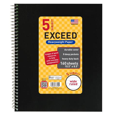 Exceed walmart. Exceed 80 Sheets Poly Composition Book, College Ruled. As part of the Exceed brand line, this wide ruled composition book continues to carry on the high paper quality standards of this brand. The college rule and the clean white pages will allow you to take organize notes, and the sewn binding will helps ensure that your notes will not be lost. 