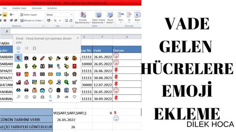Excel'e Emoji Ekleme Excel Exercice.