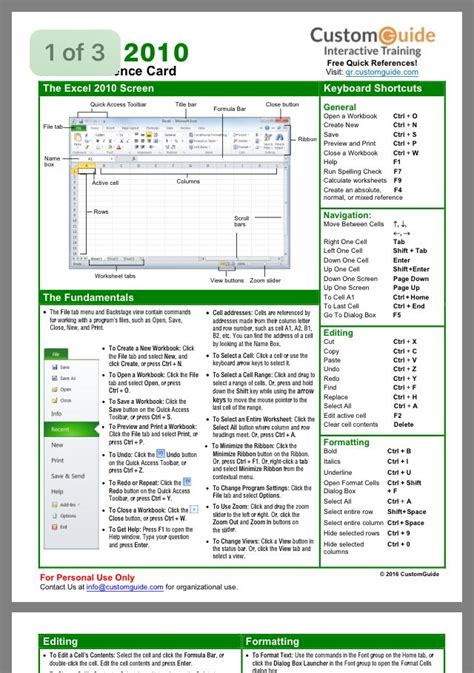Excel 2013 Cheat Sheet Control Key Tab (Gui)