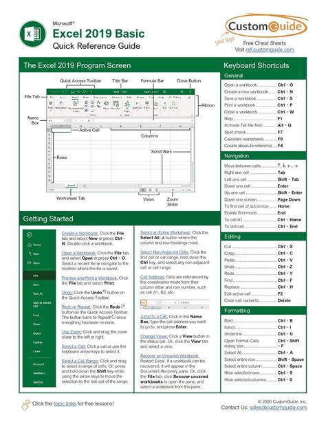 Excel 2019 Basic Quick Reference