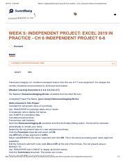 Excel 2019 In Practice - Ch 10 Independent Project 10-6 - New Project Excel 2019 In Practice - Ch 10 Improve It Project 10-7 - New Project Excel 2019 Skills Approach - Ch …