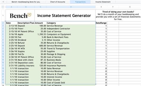 Excel Accounting And Bookkeeping (Template Included) Bench For Excel
