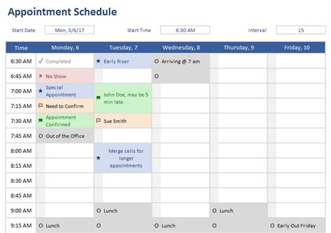 Excel Appointment Calendar