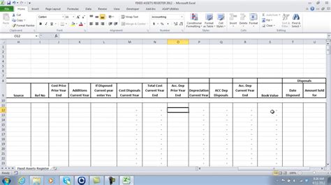 Excel Automated Templates Tutorial Fixed Assets Register Youtube