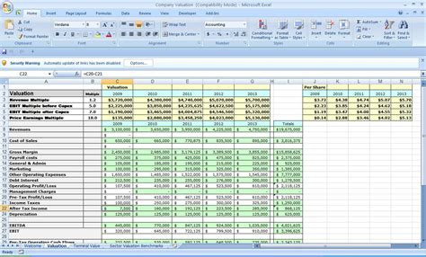 Excel Business Spreadsheet Example