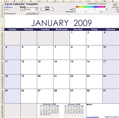 Excel Calendar Template Download