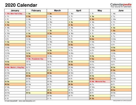 Excel Calendar Template for 2020 and Beyond