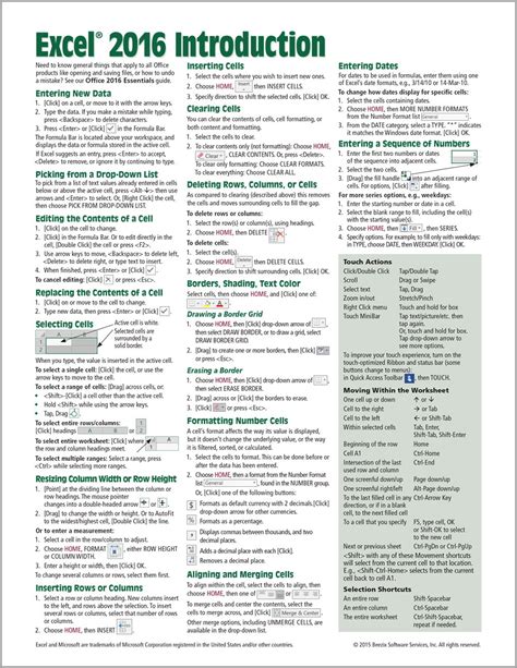 Excel Codes Cheat Sheet Riset