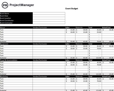 Excel Event Budget Template