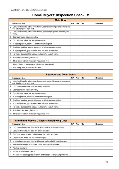 Excel Home Inspection Checklist