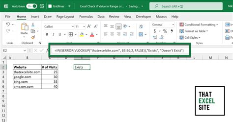 Excel How to Check if a Value Exists in a Range or List That Excel Site