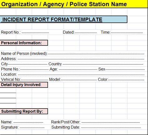 Excel Incident Report Template Excel Word Templates
