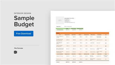Excel Interior Design Project Budget Template Excel Free