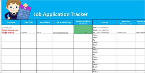 Excel Job Application Tracker Template