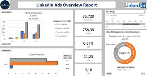 Excel LinkedIn Ads Overview Report Template by Windsor.ai