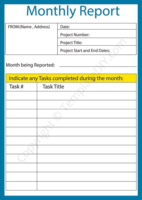 Excel Monthly Report Template Excel Word Templates
