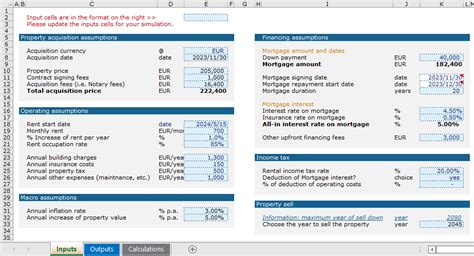 Excel Property Financial Statement