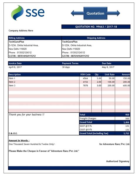 Excel Quotation Template Qualads