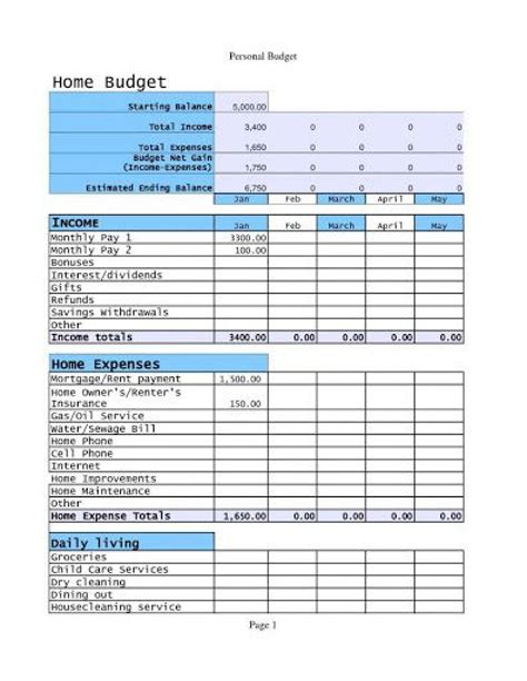 Excel Renovation Budget Template