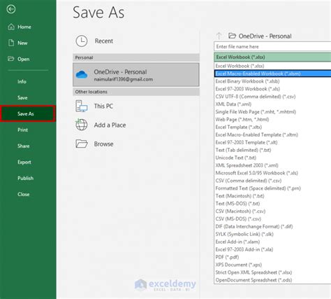 Excel Save a Workbook with Macros
