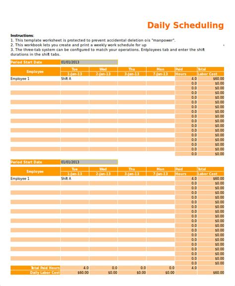 Excel Schedule Template 11+ Free PDF, Word Download Document