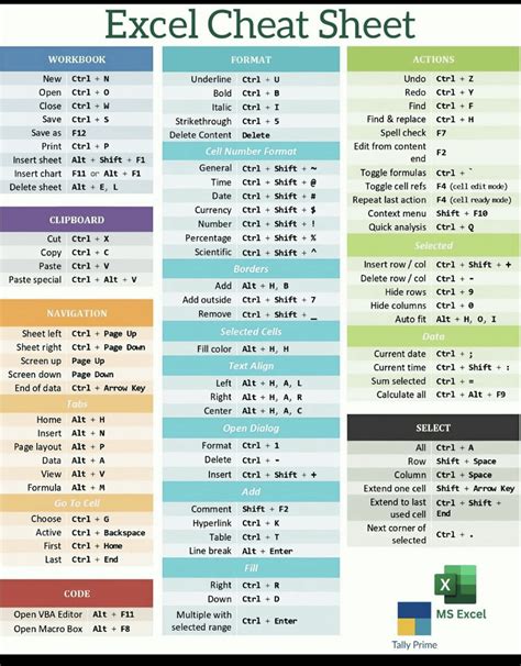 Excel Shortcuts Cheat Sheet r/coolguides