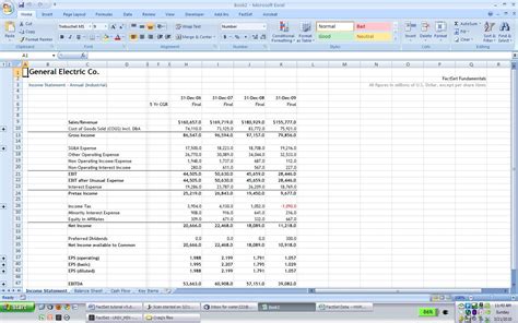 Excel Spreadsheet Financial Statement within Template Financial