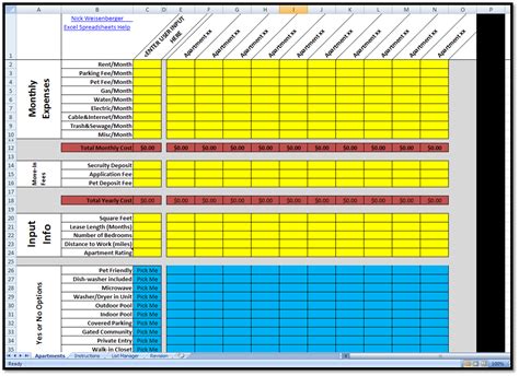 Excel Spreadsheets Help New Apartment Search Rating Spreadsheet