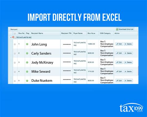 Excel Tempalte To Import Data And Efile 1099 Forms And More Tax1099