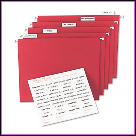 Excel Template For Hanging File Folder Tabs Template 2 Resume