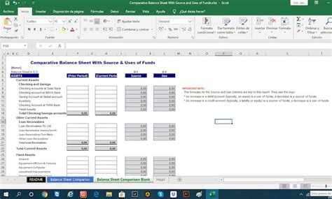 Excel Template Statement of Source and Use of Funds Cash Flow Etsy
