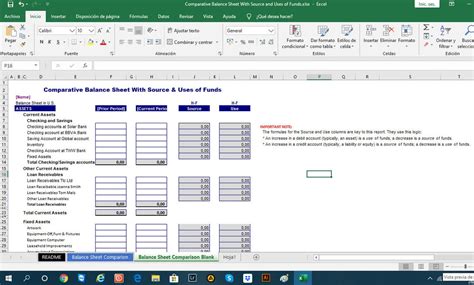 Excel Template Statement of Source and Use of Funds Cash Flow Etsy UK