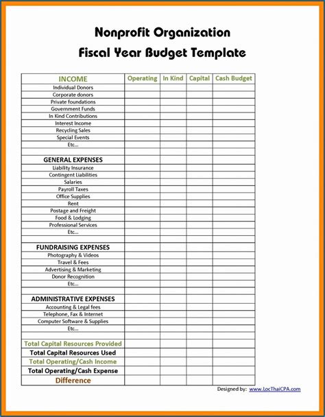 Excel Templates For Nonprofit Accounting