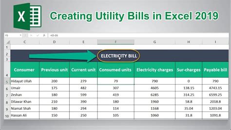 Excel Utility Bill Template Database